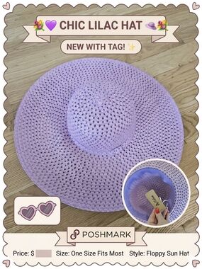 Breathable Wide-Brim Crochet Sun Hat in Lavender